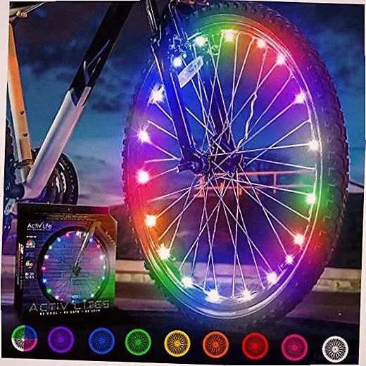 LED Bike Wheel Lights with Batteries Included! Get 100% Brighter Multicolor