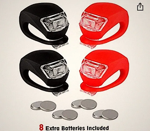 REFUN Bicycle Light - Front and Rear Silicone LED Bike Light Set (4 Pack)